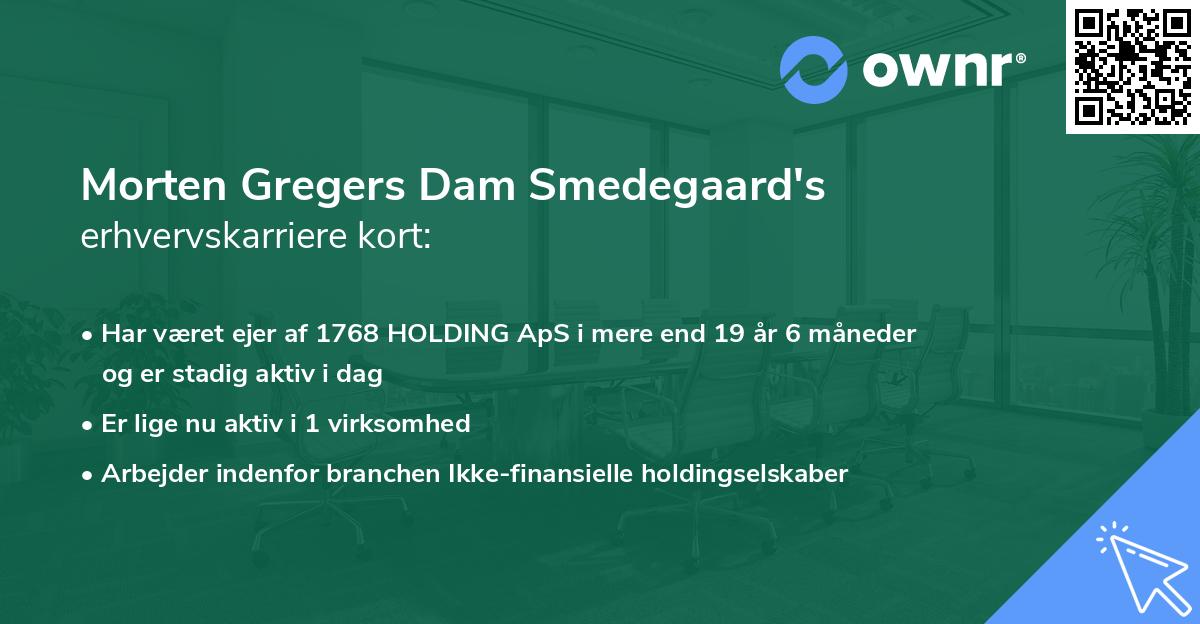 Morten Gregers Dam Smedegaard's erhvervskarriere kort