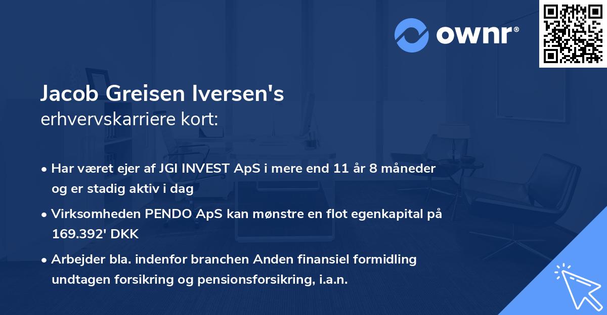 Jacob Greisen Iversen's erhvervskarriere kort