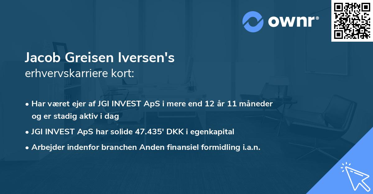 Jacob Greisen Iversen's erhvervskarriere kort