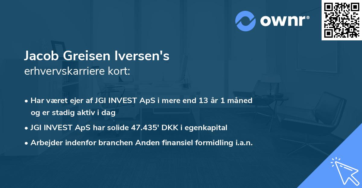 Jacob Greisen Iversen's erhvervskarriere kort