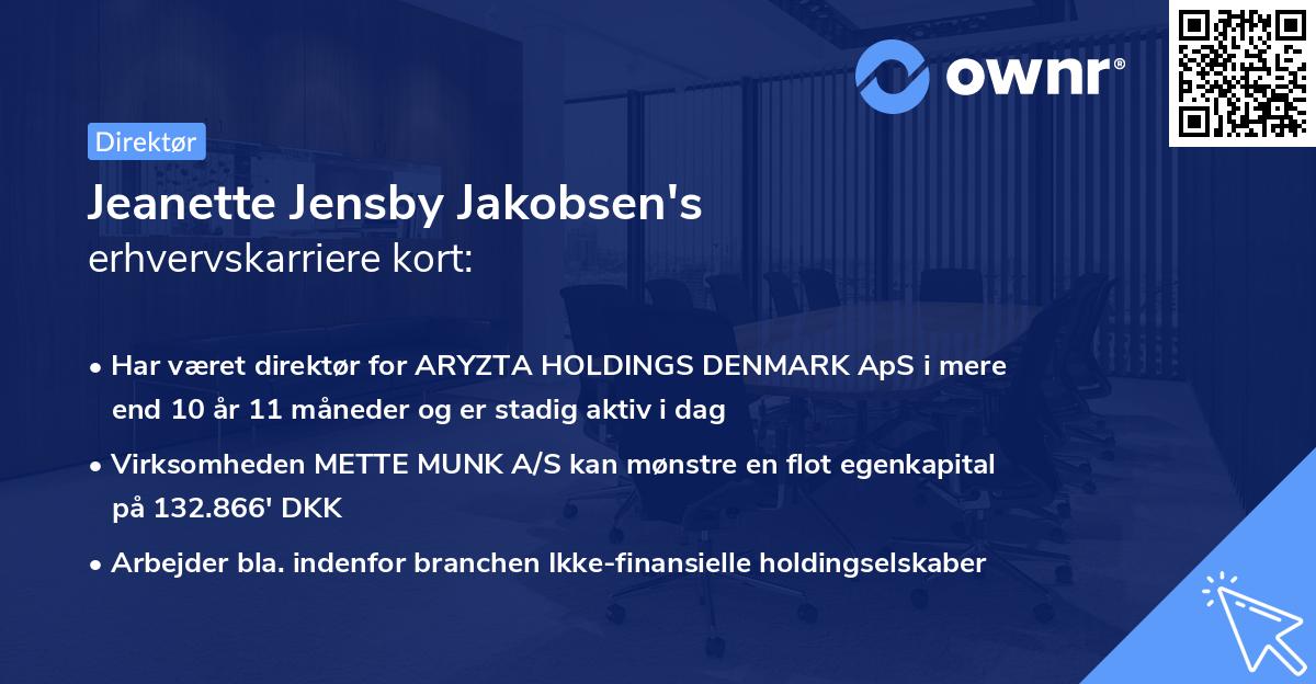 Jeanette Jensby Jakobsen's erhvervskarriere kort