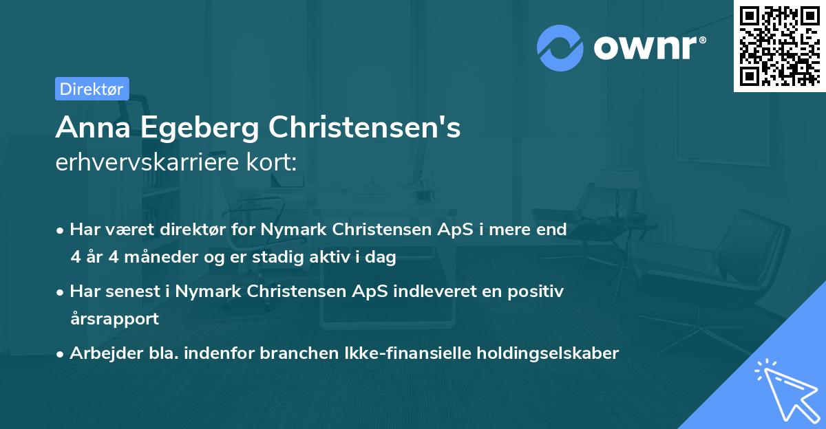 Anna Egeberg Christensen's erhvervskarriere kort