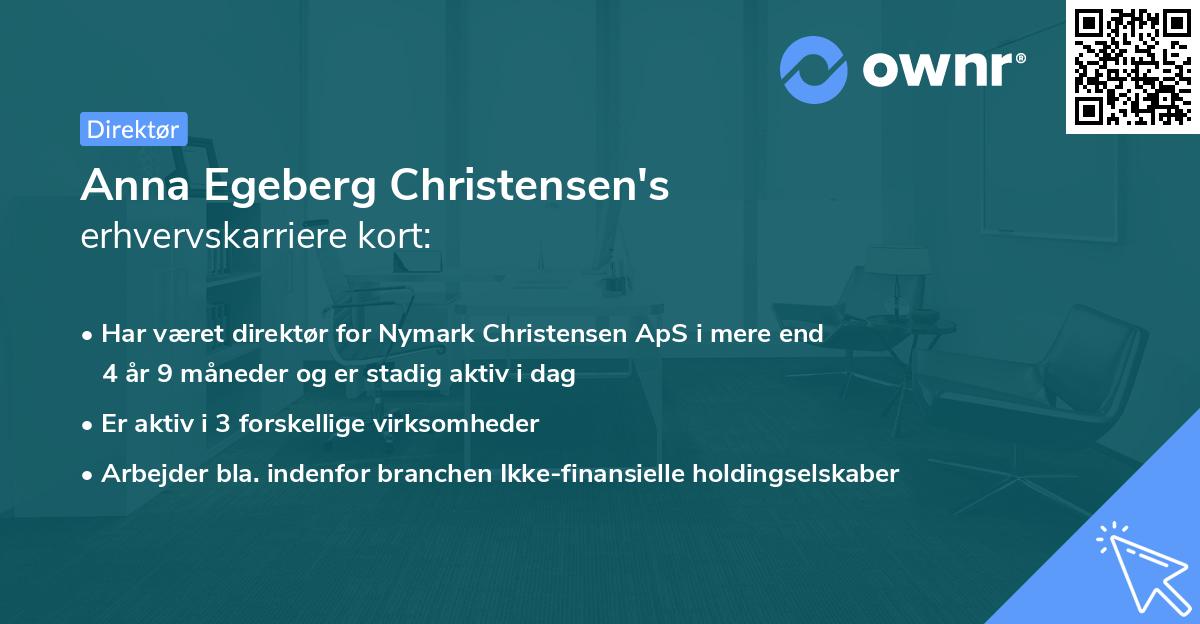 Anna Egeberg Christensen's erhvervskarriere kort