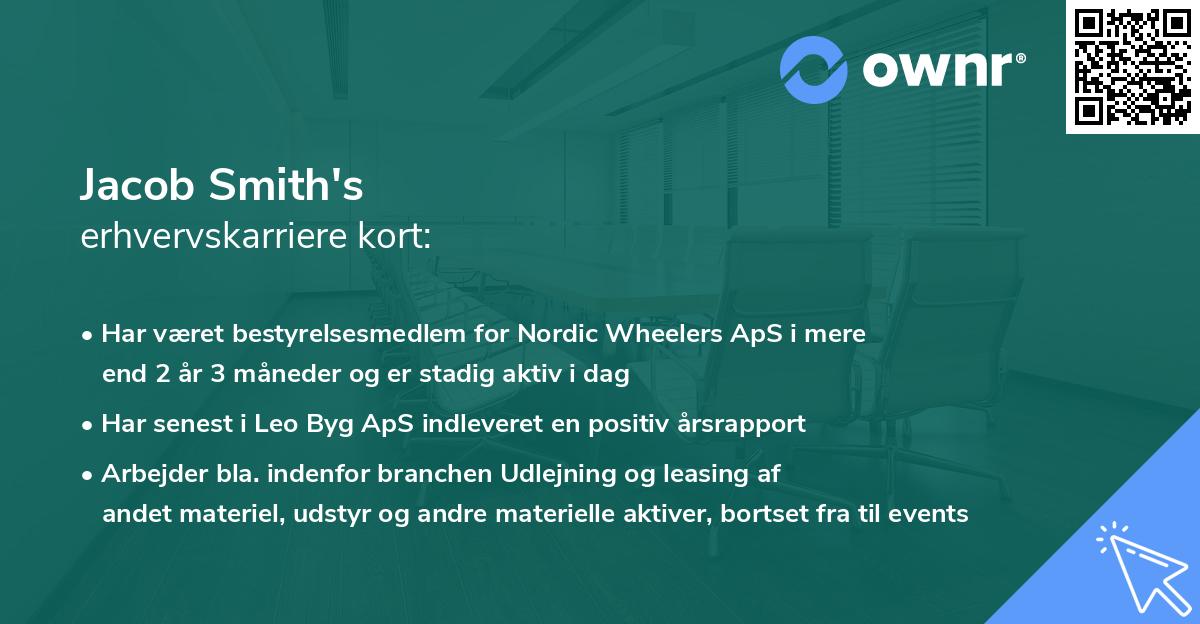 Jacob Smith's erhvervskarriere kort