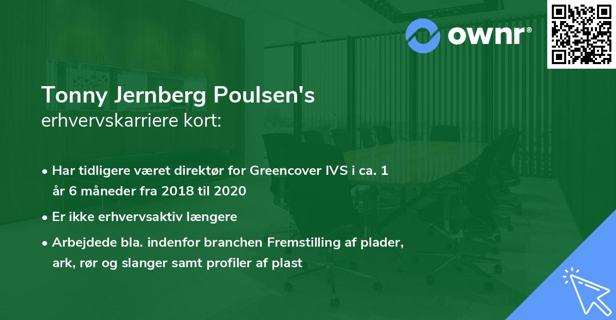 Tonny Jernberg Poulsen's erhvervskarriere kort