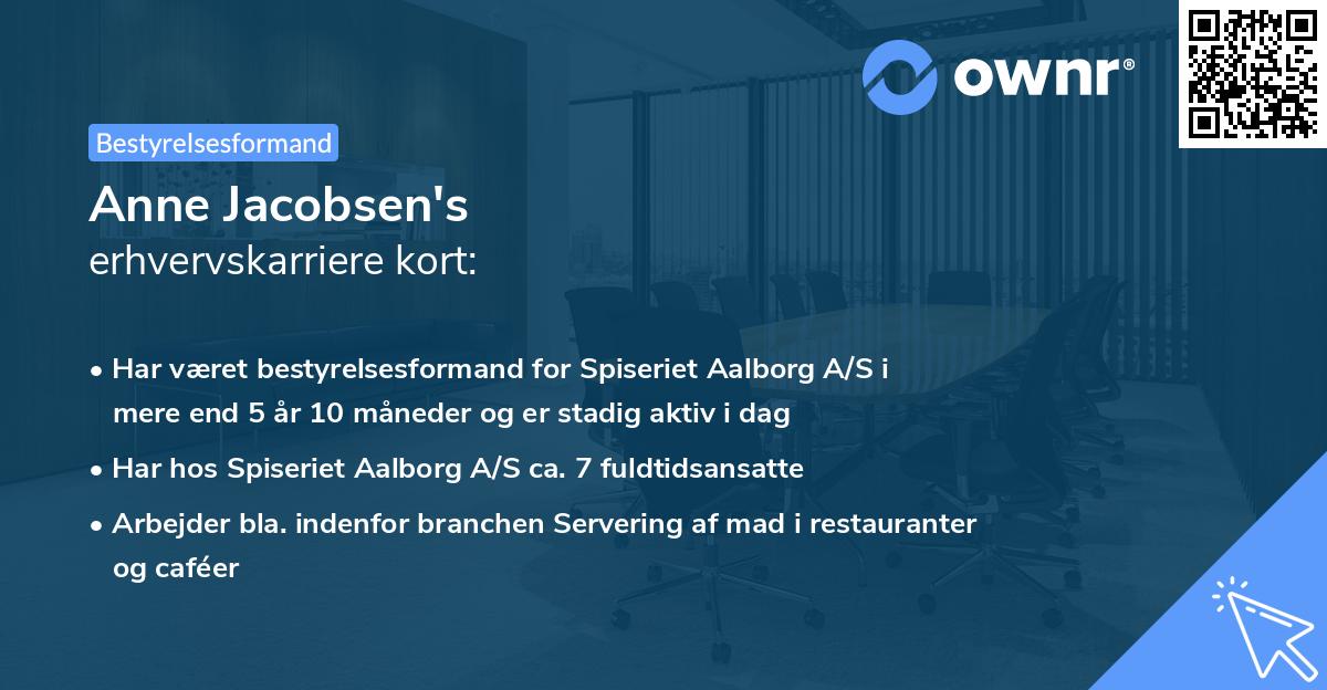 Anne Jacobsen's erhvervskarriere kort