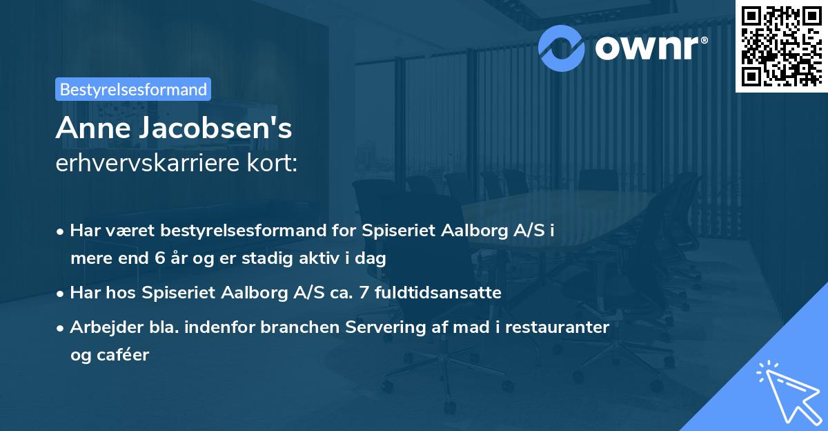 Anne Jacobsen's erhvervskarriere kort
