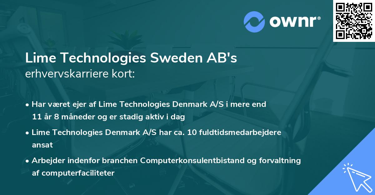 Lime Technologies Sweden AB's erhvervskarriere kort