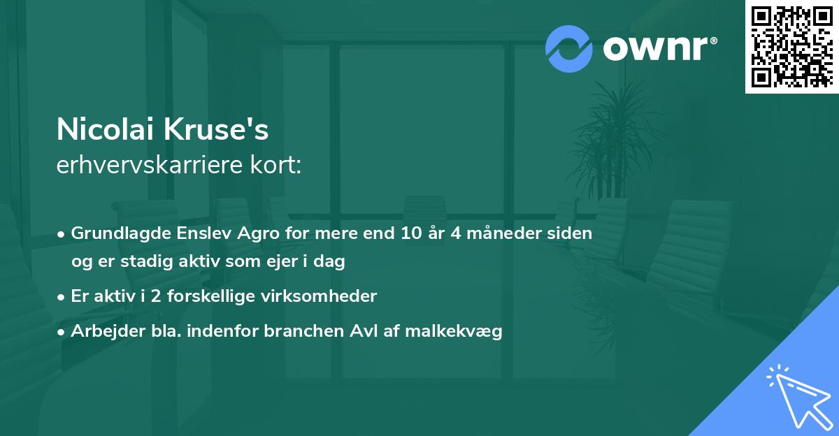 Nicolai Kruse's erhvervskarriere kort