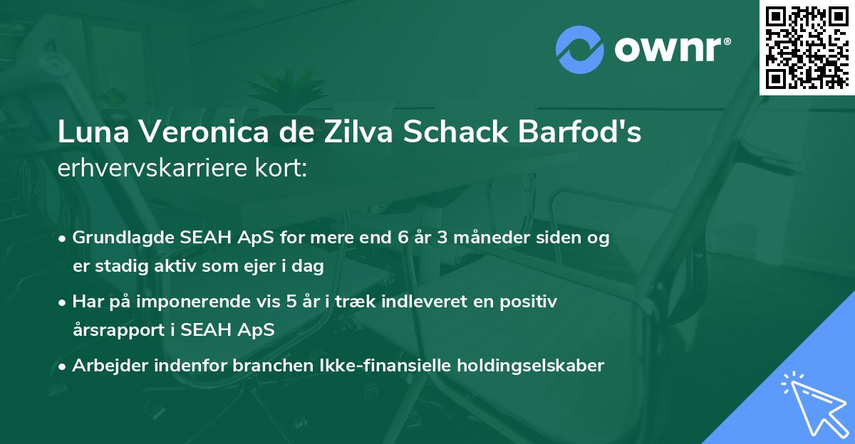 Luna Veronica de Zilva Schack Barfod's erhvervskarriere kort