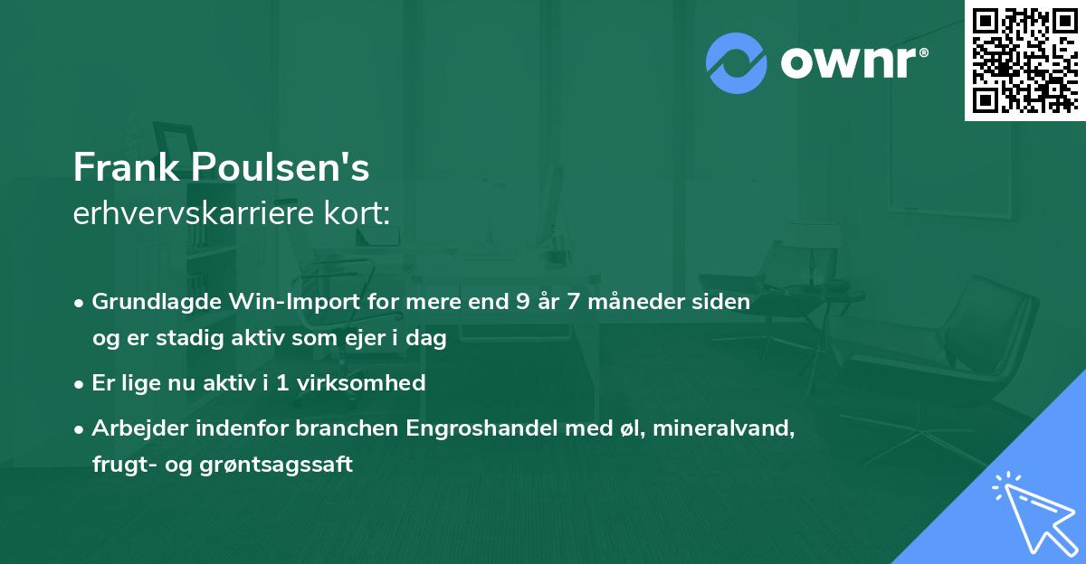 Frank Poulsen's erhvervskarriere kort