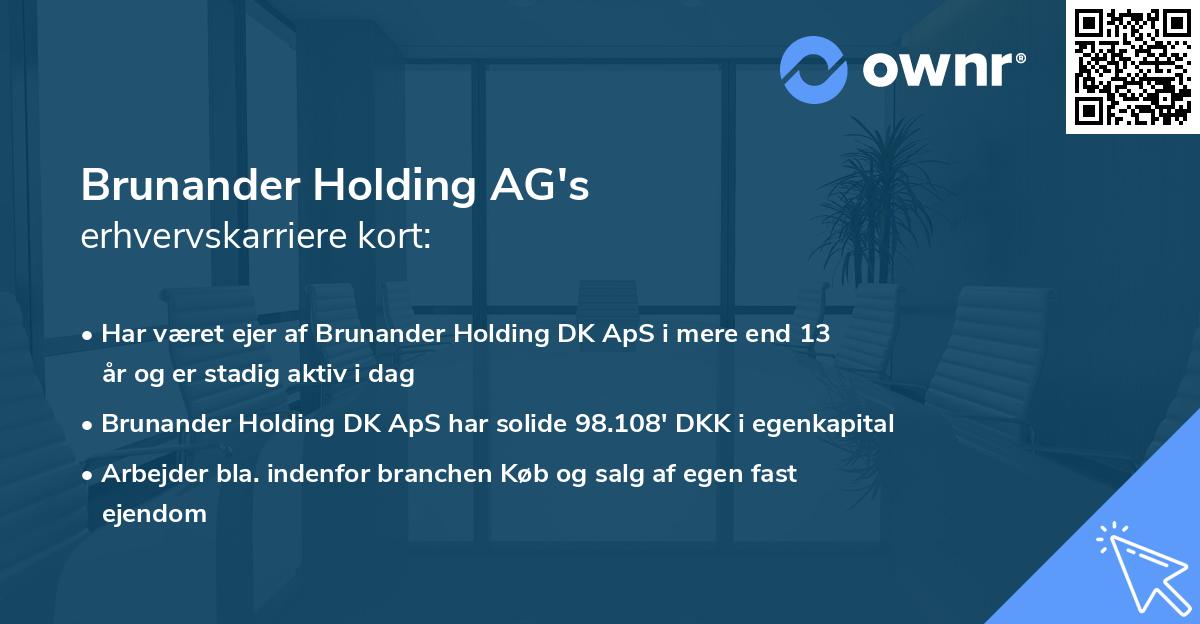 Brunander Holding AG's erhvervskarriere kort