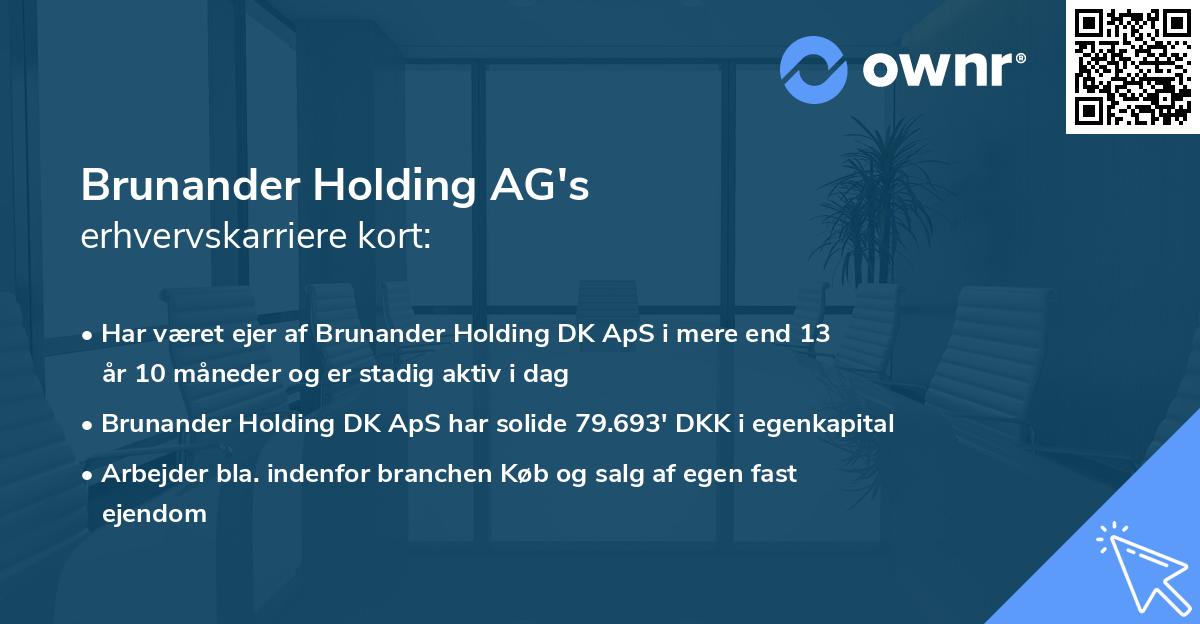 Brunander Holding AG's erhvervskarriere kort
