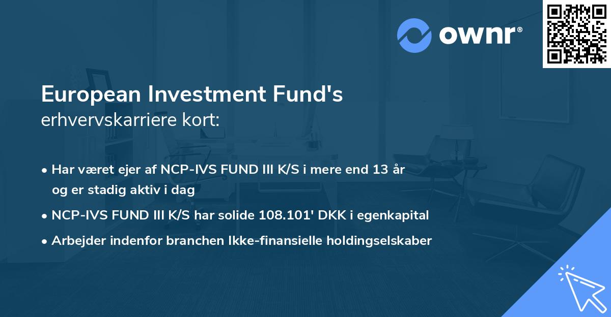 European Investment Fund's erhvervskarriere kort