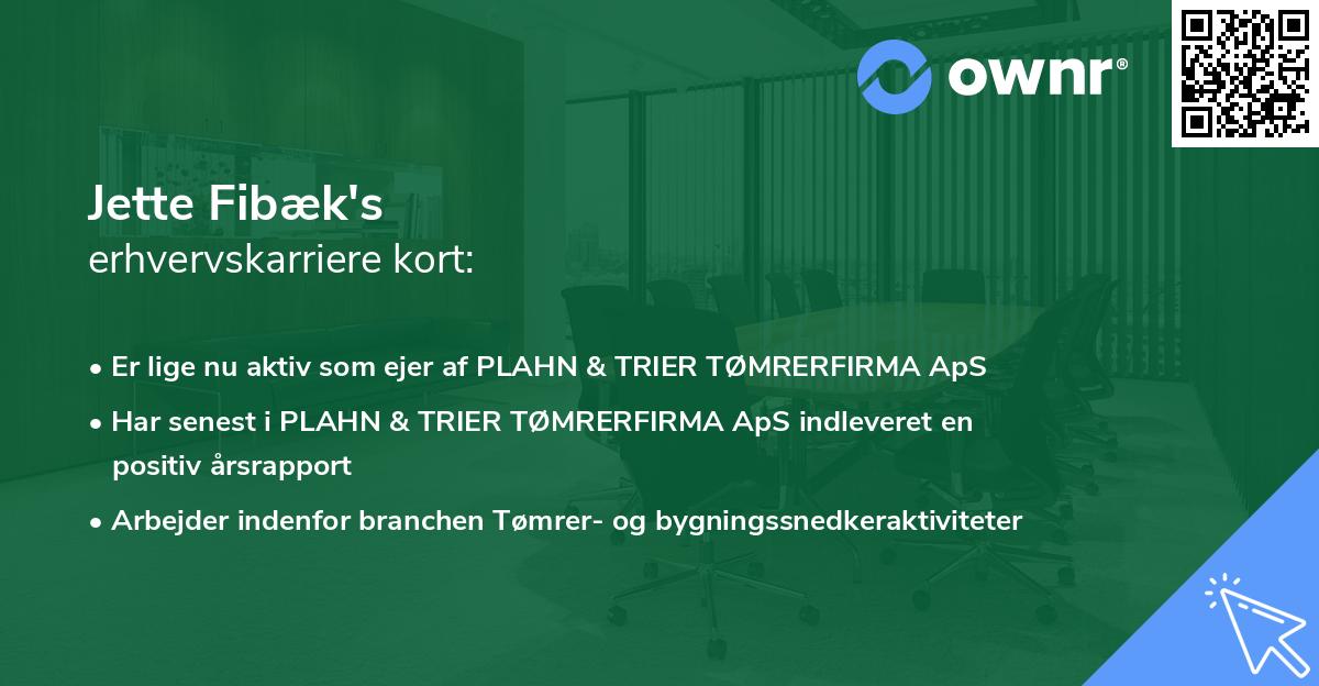 Jette Fibæk's erhvervskarriere kort