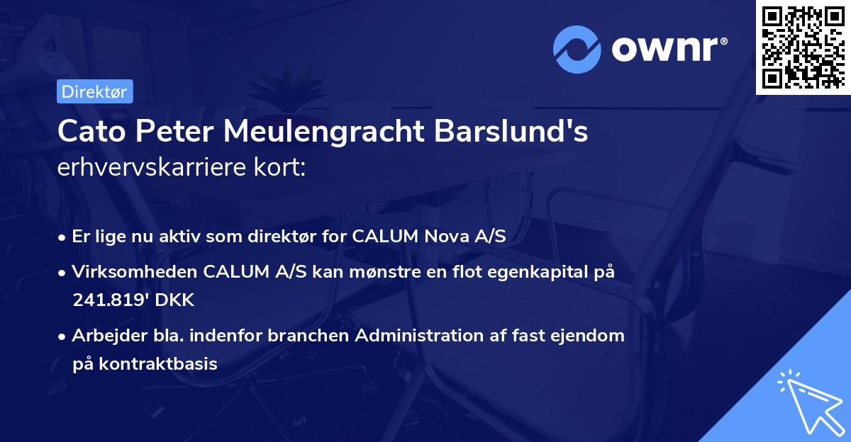 Cato Peter Meulengracht Barslund's erhvervskarriere kort