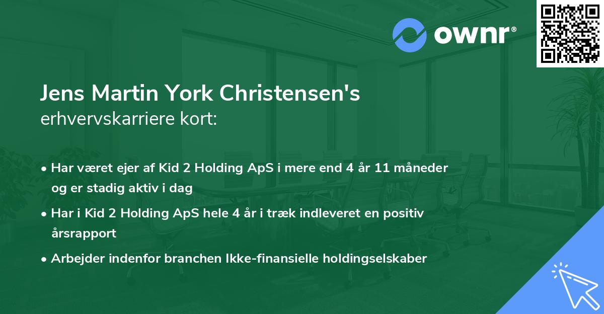 Jens Martin York Christensen's erhvervskarriere kort