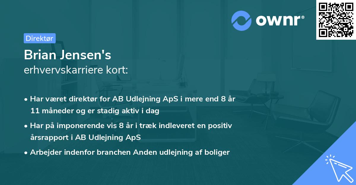 Brian Jensen's erhvervskarriere kort