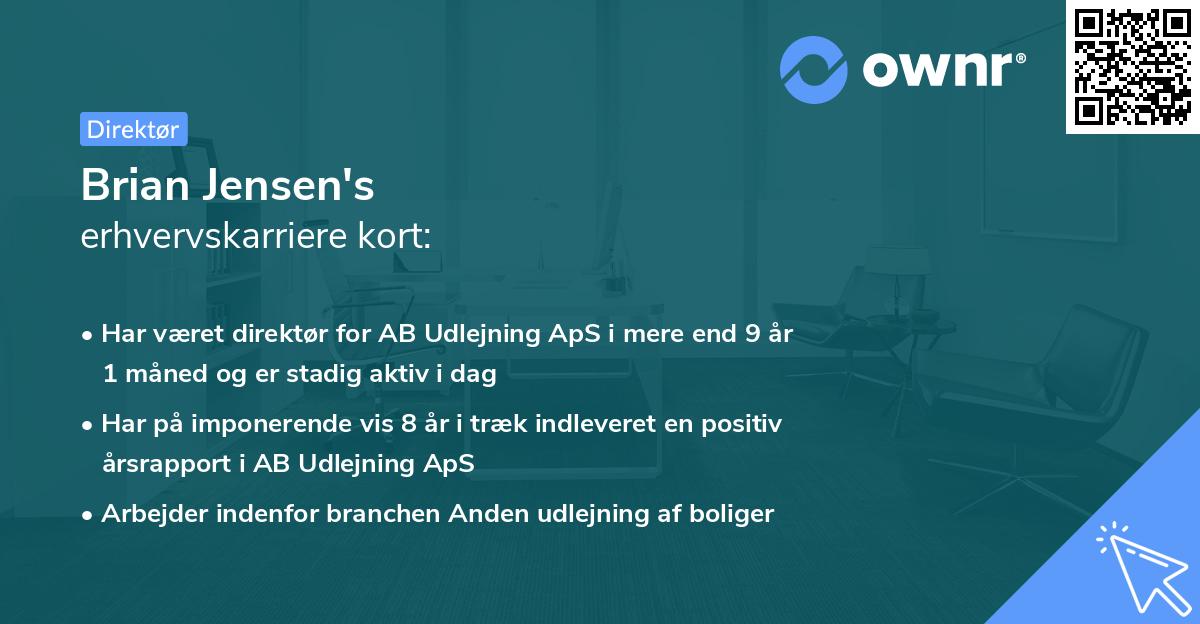 Brian Jensen's erhvervskarriere kort