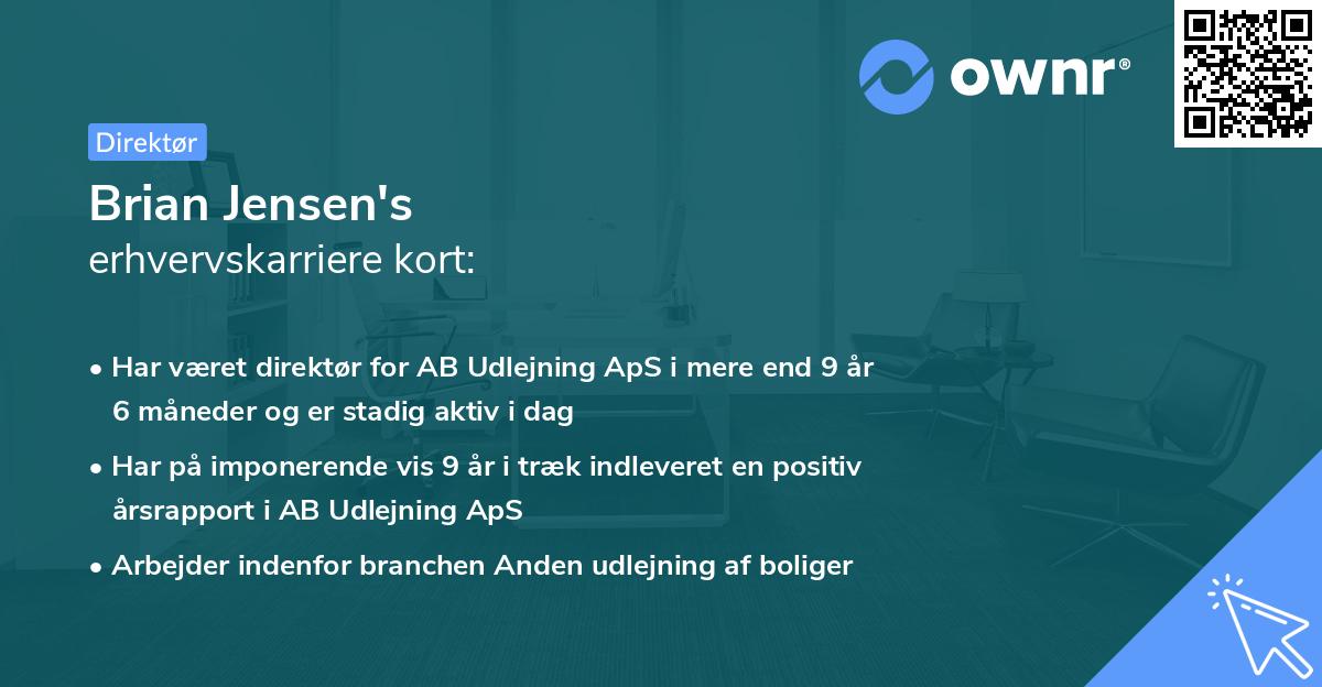 Brian Jensen's erhvervskarriere kort