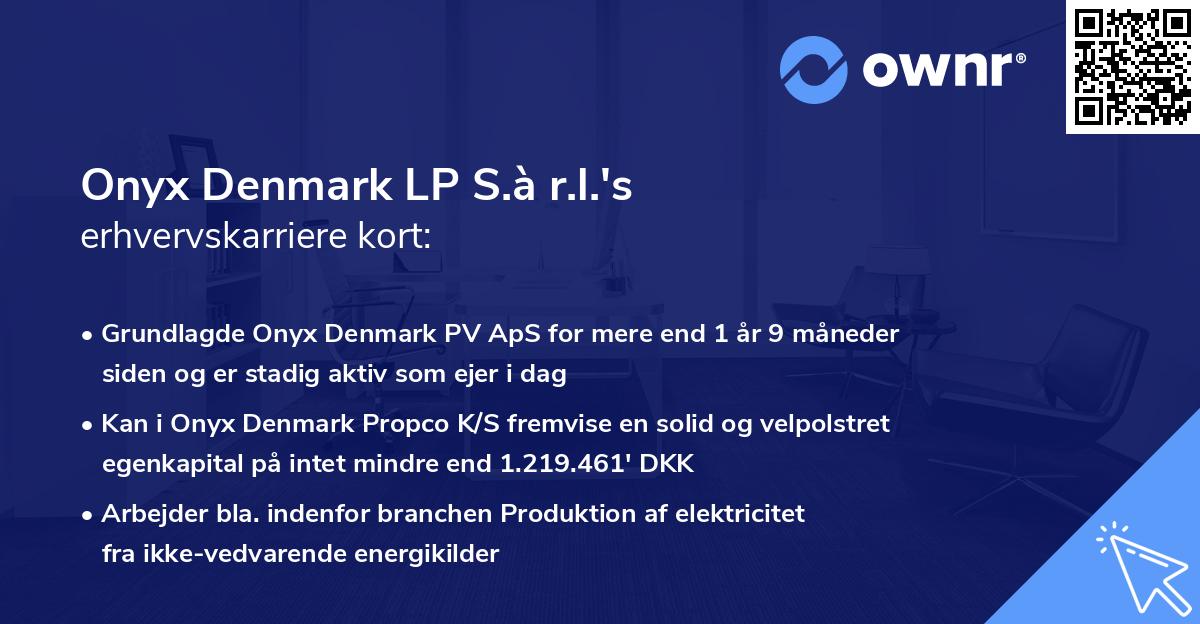 Onyx Denmark LP S.à r.l.'s erhvervskarriere kort