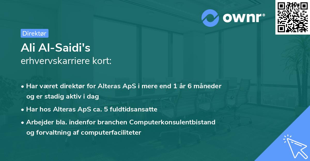 Ali Al-Saidi's erhvervskarriere kort