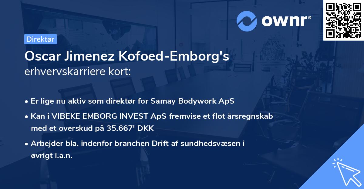 Oscar Jimenez Kofoed-Emborg's erhvervskarriere kort