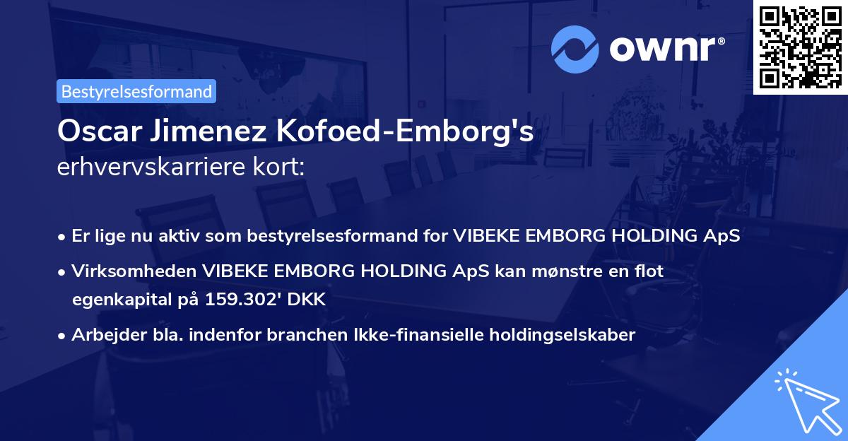 Oscar Jimenez Kofoed-Emborg's erhvervskarriere kort