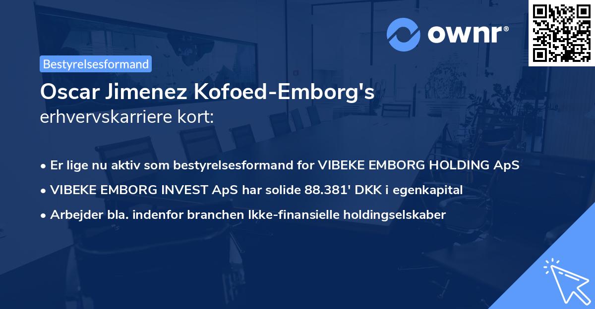 Oscar Jimenez Kofoed-Emborg's erhvervskarriere kort