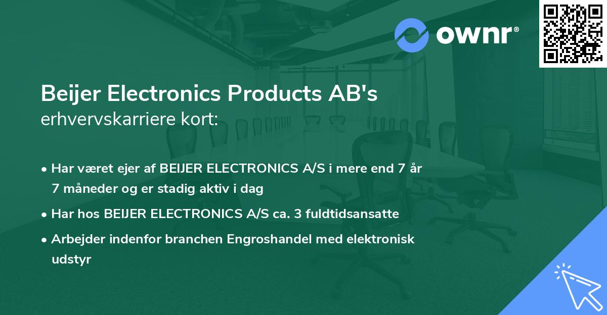 Beijer Electronics Products AB's erhvervskarriere kort