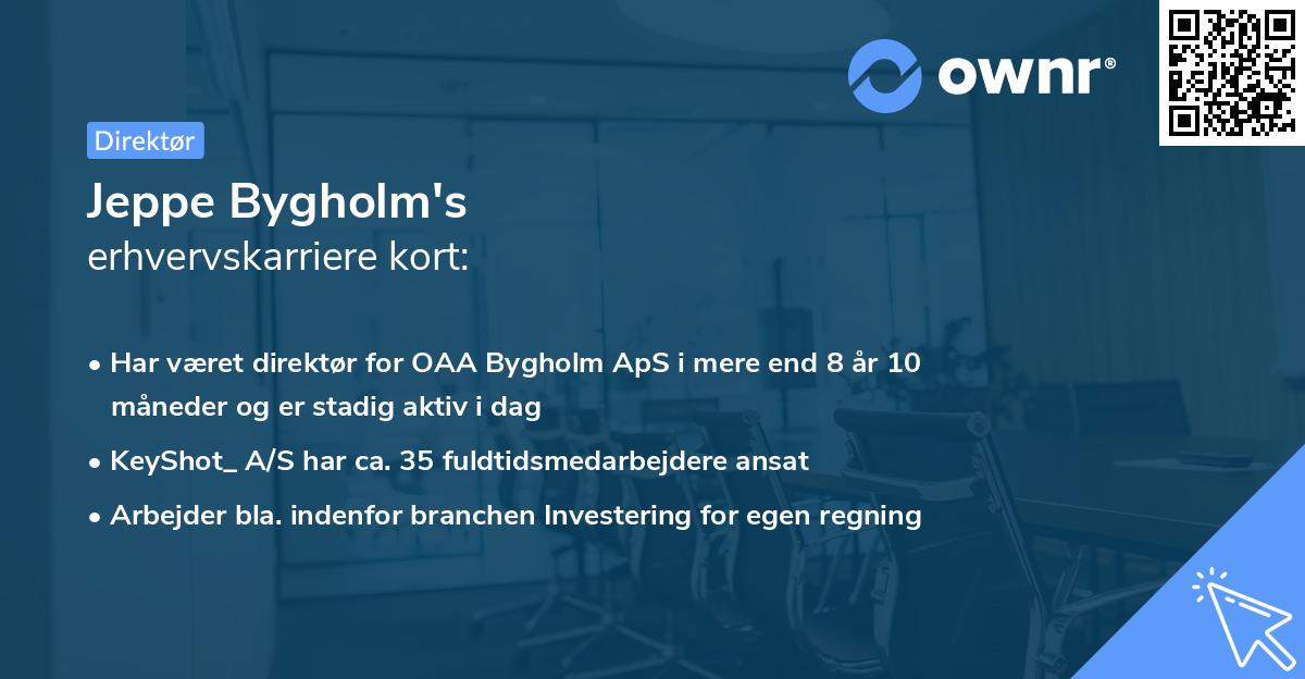 Jeppe Bygholm's erhvervskarriere kort