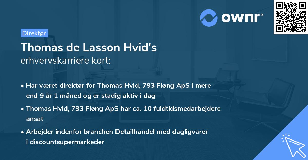 Thomas de Lasson Hvid's erhvervskarriere kort