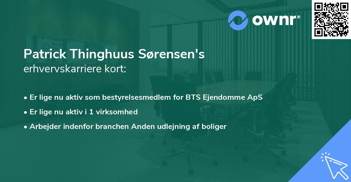 Patrick Thinghuus Sørensen's erhvervskarriere kort