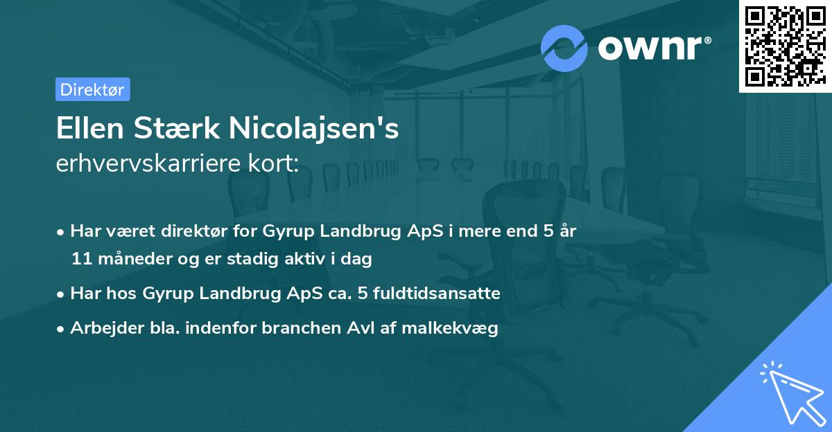 Ellen Stærk Nicolajsen's erhvervskarriere kort