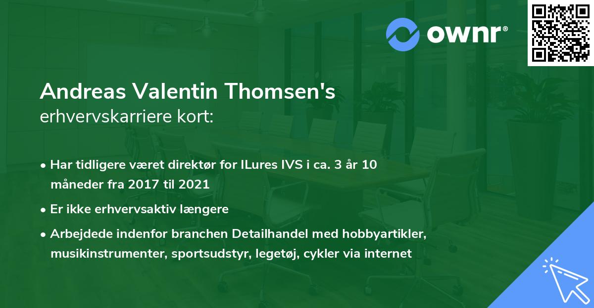 Andreas Valentin Thomsen's erhvervskarriere kort