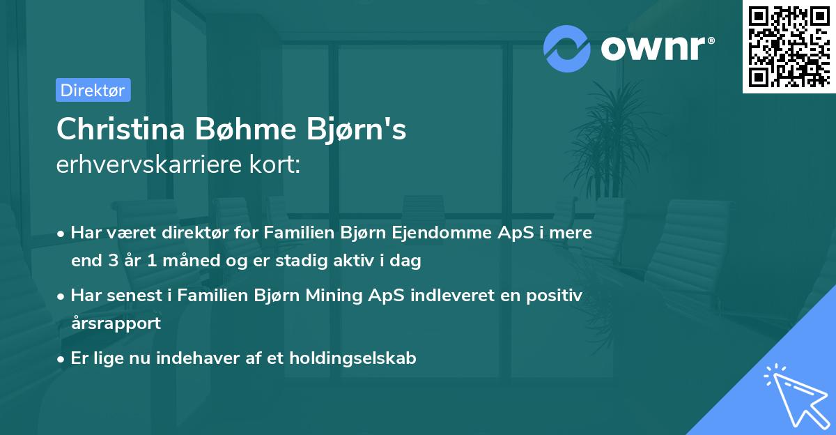 Christina Bøhme Bjørn's erhvervskarriere kort