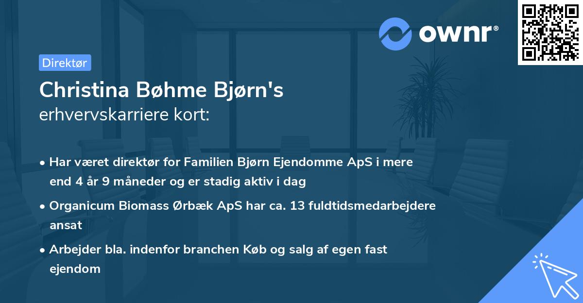 Christina Bøhme Bjørn's erhvervskarriere kort