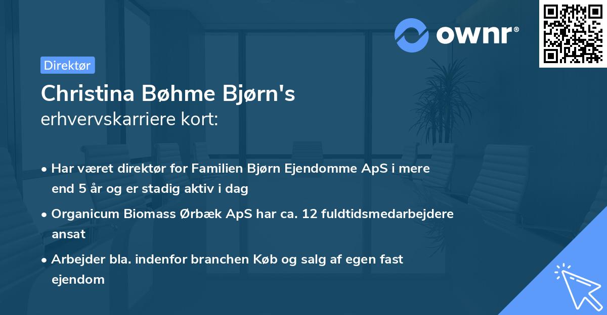 Christina Bøhme Bjørn's erhvervskarriere kort