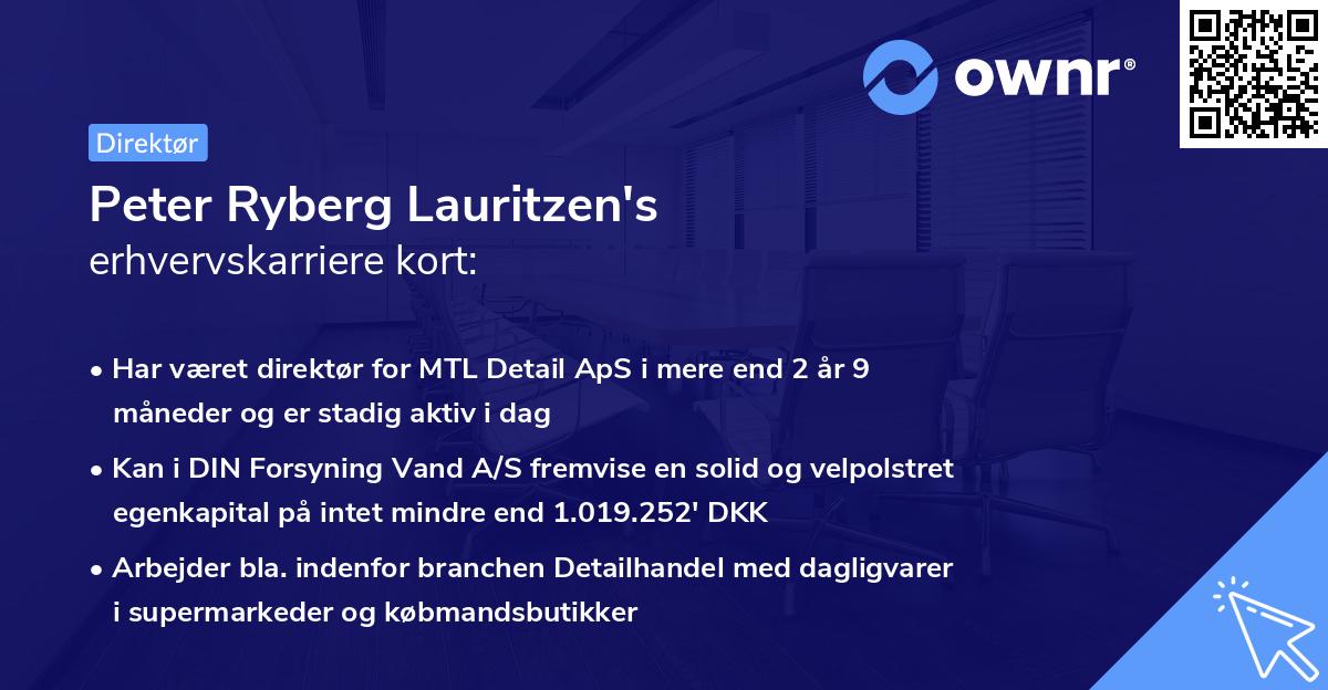 Peter Ryberg Lauritzen's erhvervskarriere kort