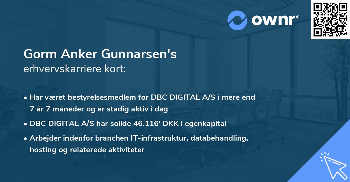 Gorm Anker Gunnarsen's erhvervskarriere kort