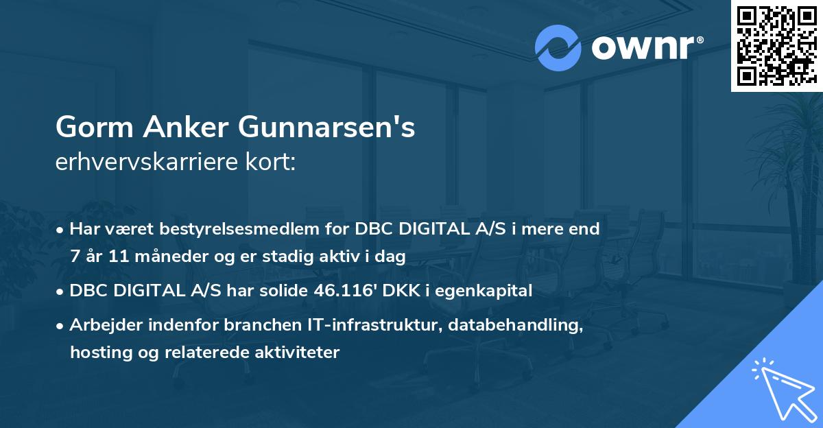Gorm Anker Gunnarsen's erhvervskarriere kort