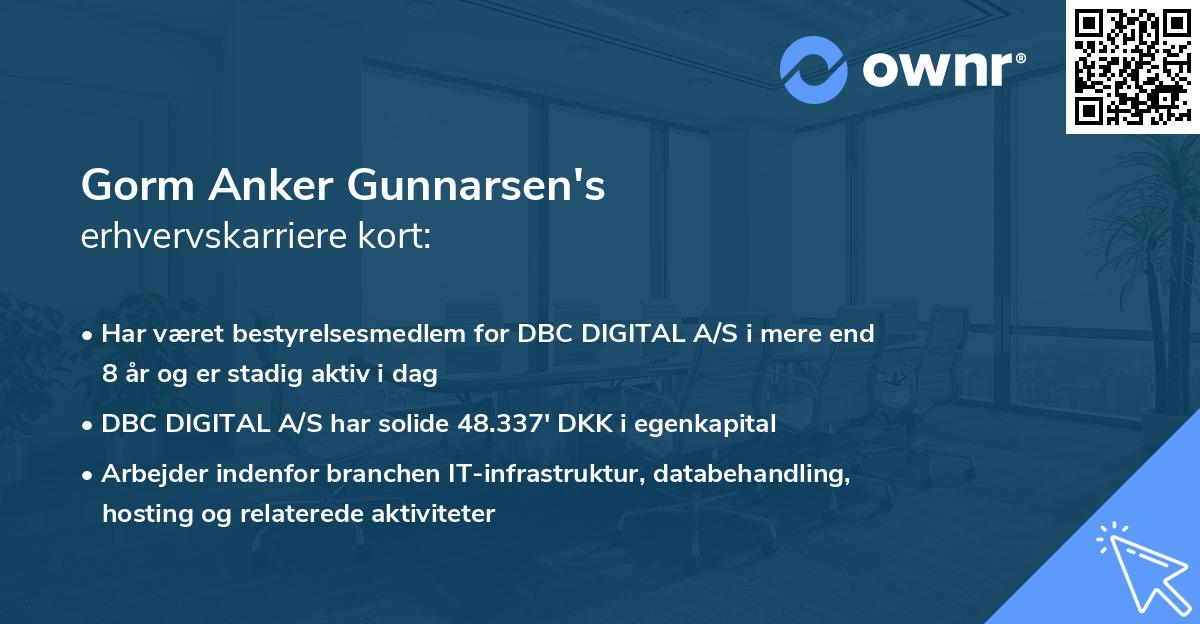 Gorm Anker Gunnarsen's erhvervskarriere kort