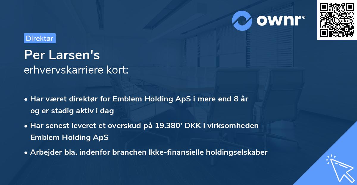 Per Larsen's erhvervskarriere kort