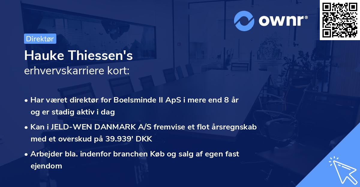 Hauke Thiessen's erhvervskarriere kort