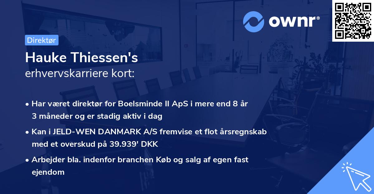 Hauke Thiessen's erhvervskarriere kort