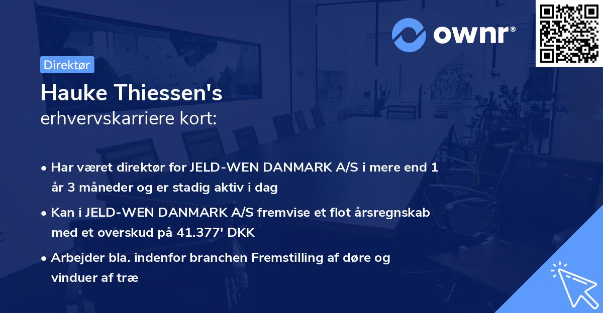 Hauke Thiessen's erhvervskarriere kort