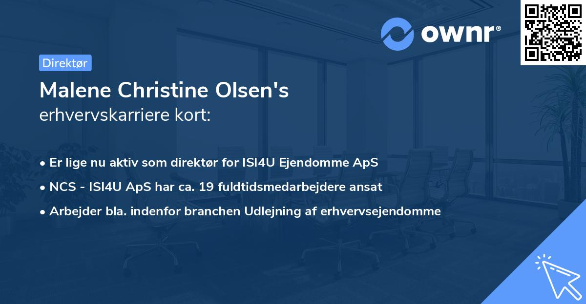 Malene Christine Olsen's erhvervskarriere kort
