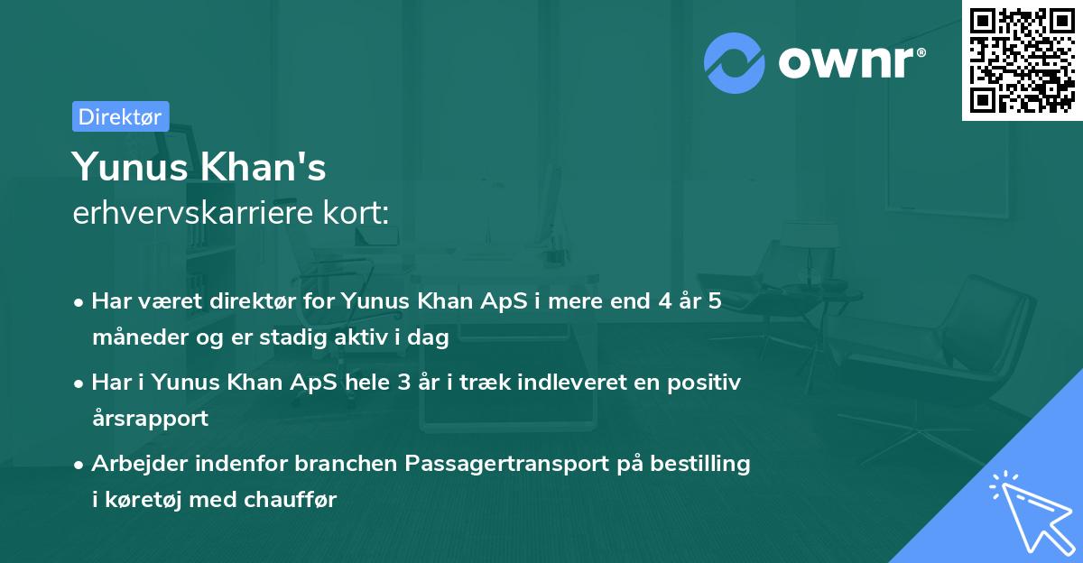 Yunus Khan's erhvervskarriere kort
