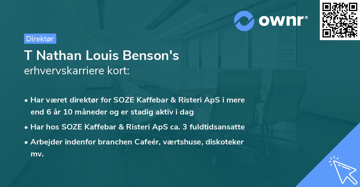 T Nathan Louis Benson's erhvervskarriere kort