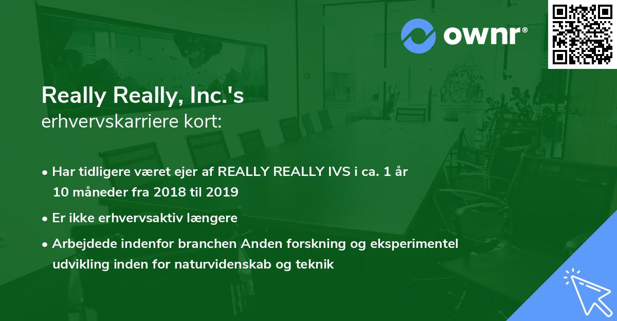 Really Really, Inc.'s erhvervskarriere kort